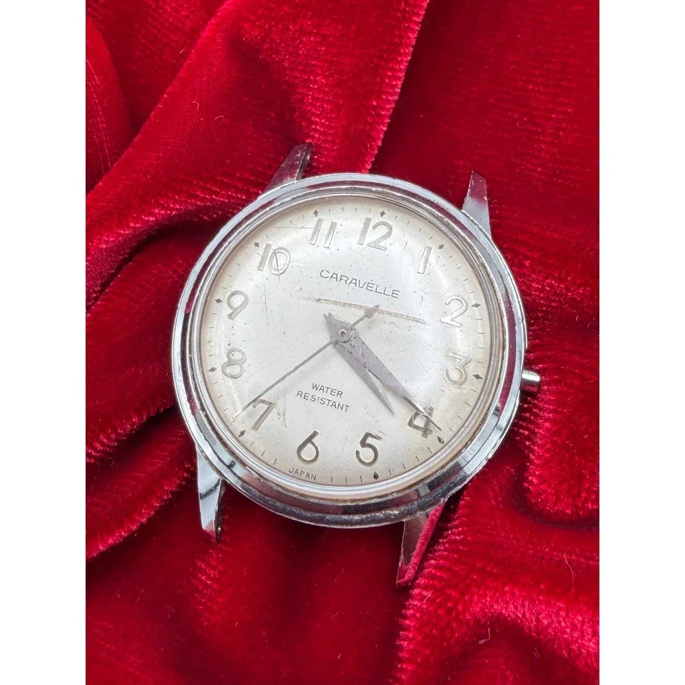 Vintage Caravelle N2 Water Resistant Watch Head Silver Tone Stainless untested
